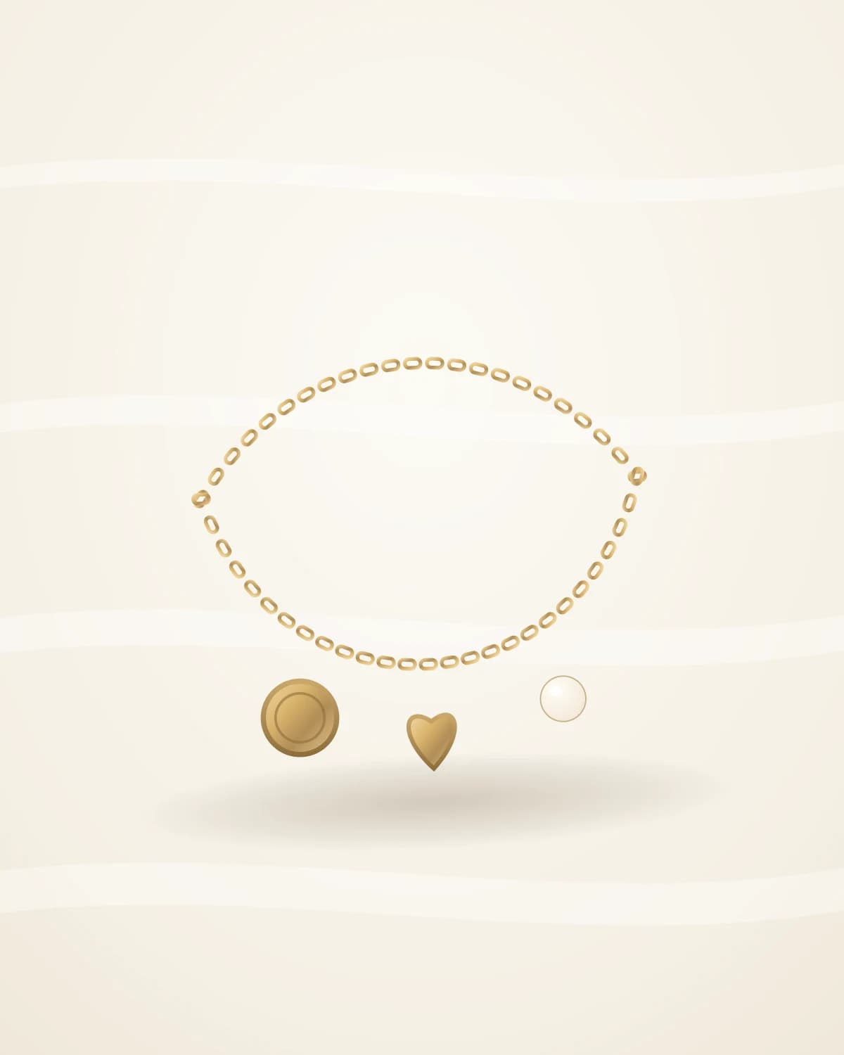 Fleur Charm Bracelet — studio front view on ivory silk