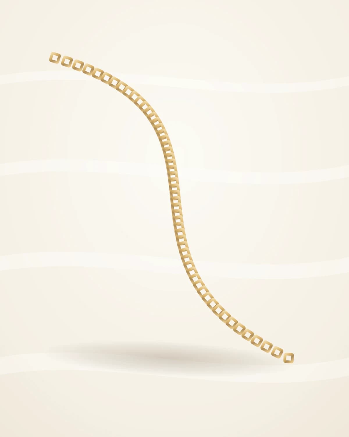 Kai Box Chain — studio front view on ivory silk