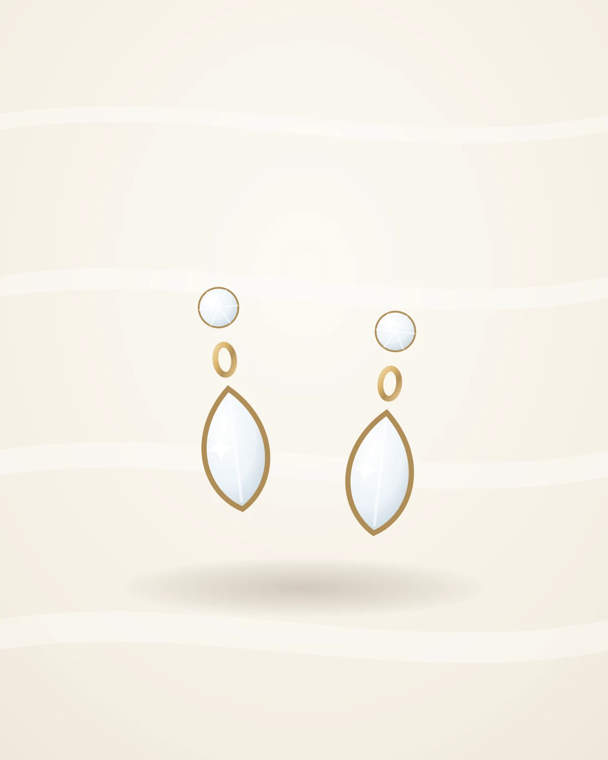 Rhea Drop Earrings — studio front view on ivory silk