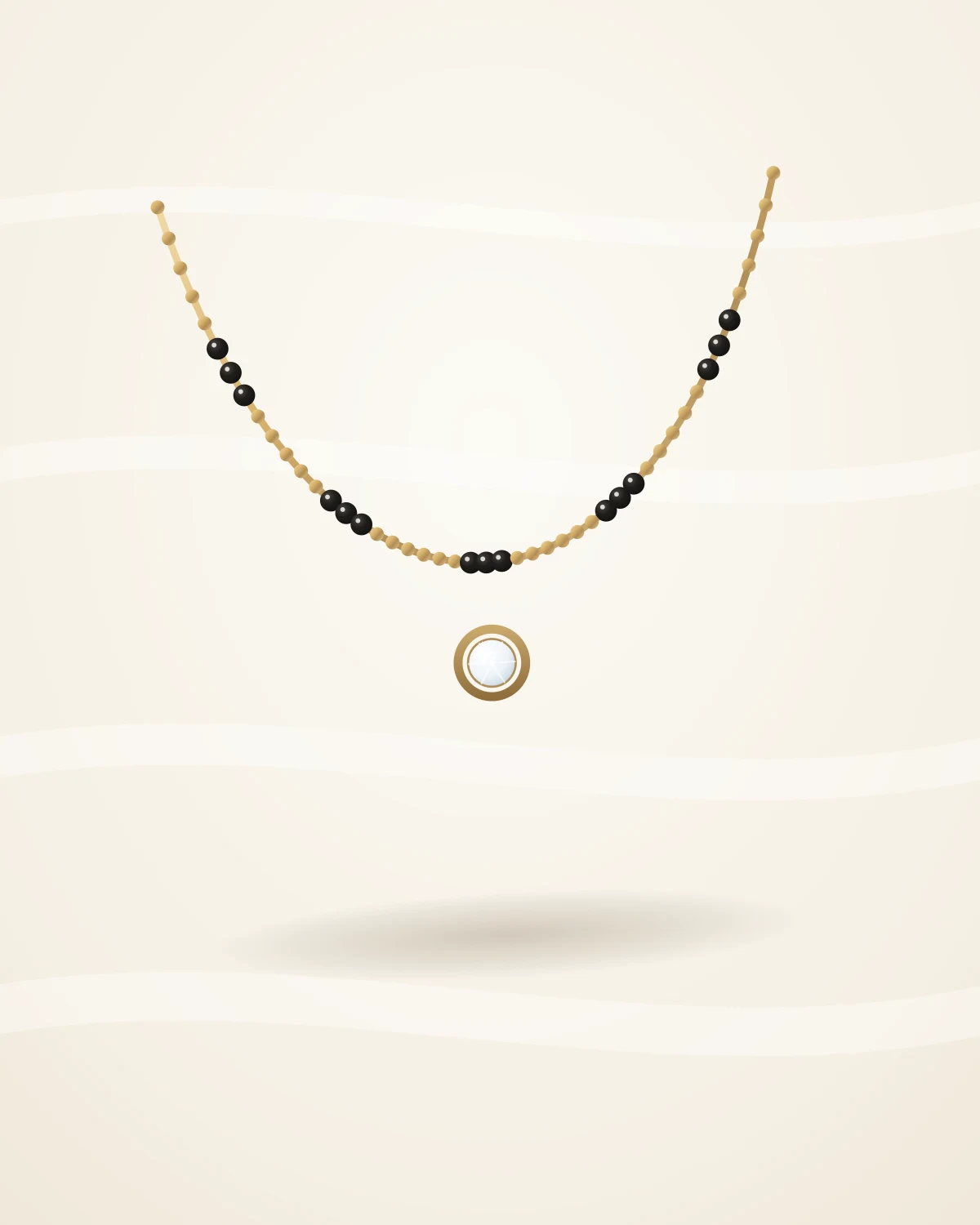 Ishya Minimal Mangalsutra — studio front view on ivory silk