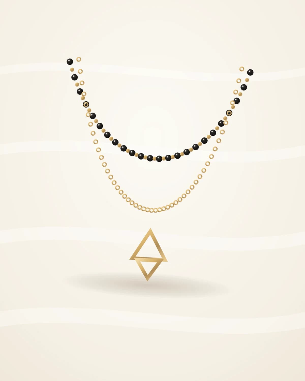 Dhara Layered Mangalsutra — studio front view on ivory silk