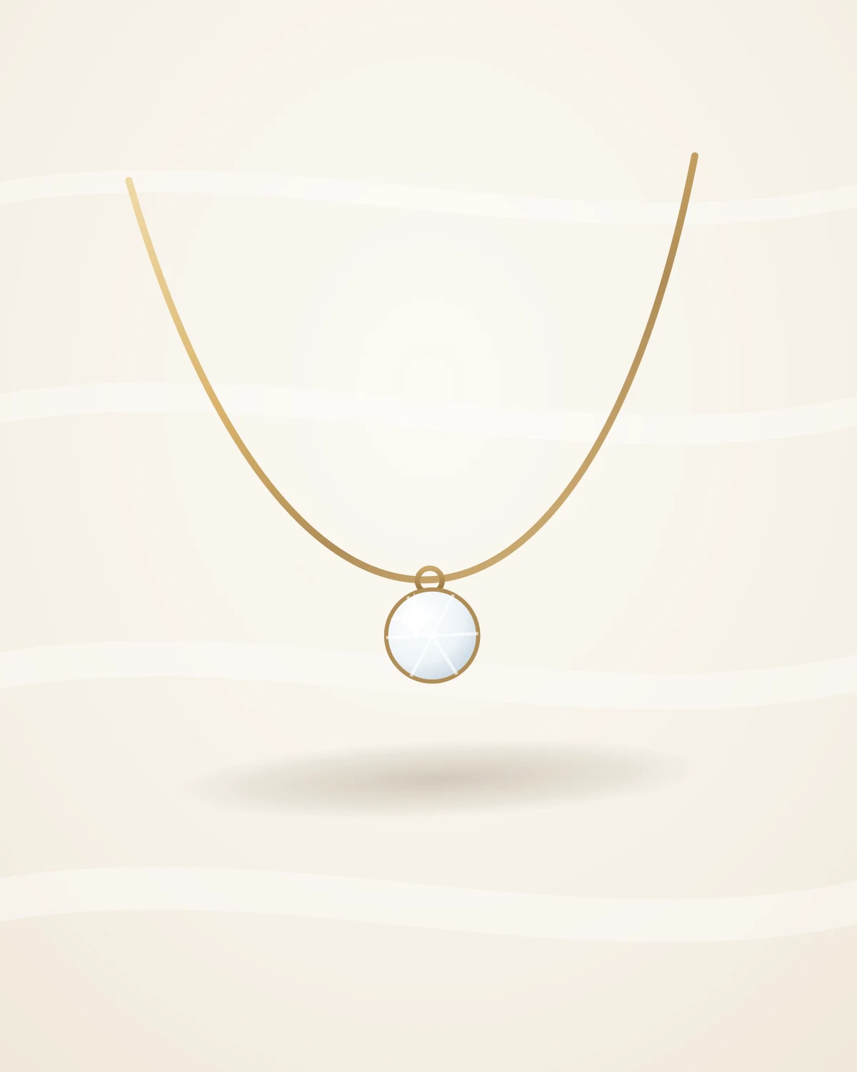 Elara Floating Pendant — studio front view on ivory silk