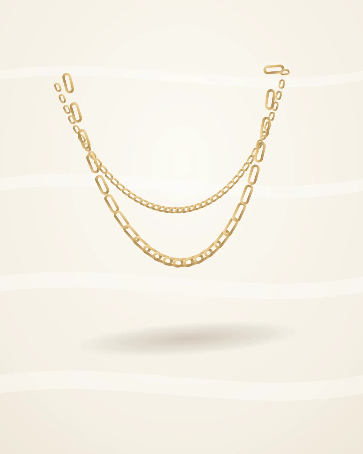 Sia Layered Necklace — studio front view on ivory silk