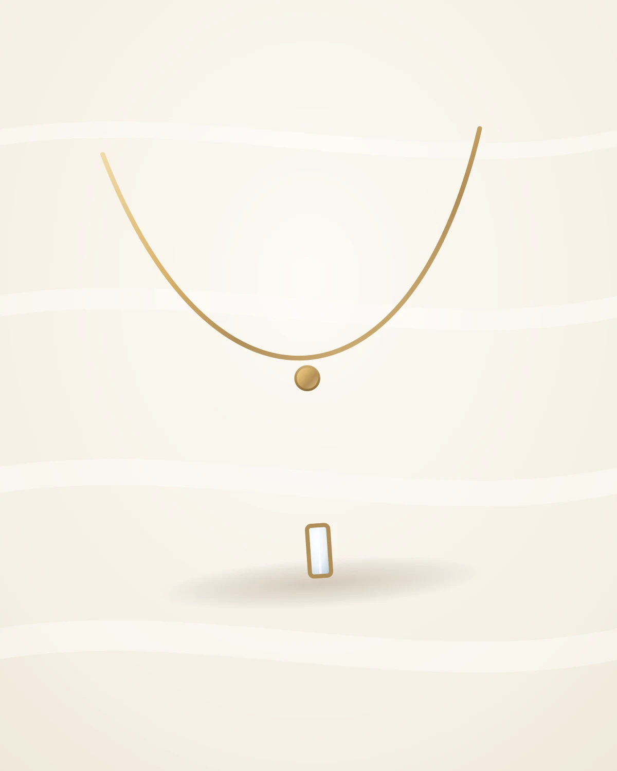 Lyra Lariat Necklace — studio front view on ivory silk