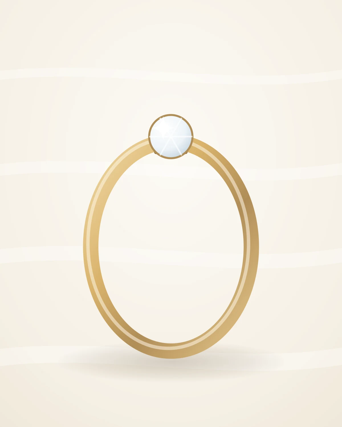 Solène Solitaire Ring — studio front view on ivory silk