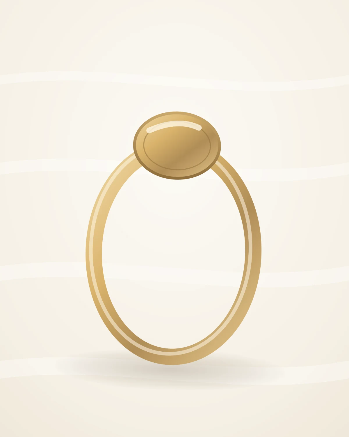 Aara Signet Ring — studio front view on ivory silk