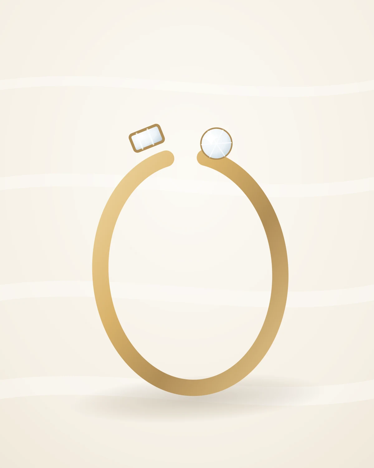 Ivy Open Duo Ring — studio front view on ivory silk